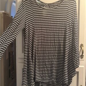 Maurices Black and White Striped Long Sleeve Top